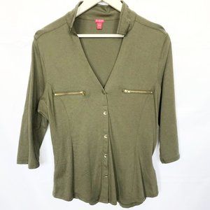 Guess Los Angeles y2k Olive Green 1/2 Sleeve Military Shirt